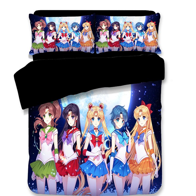 3pcs Japanese Anime bedclothes Cartoon characters Sailor Moon Black princess Bedding Sets Duvet Cover full twin queen king 3pcs Japanese Anime bedclothes Cartoon characters Sailor Moon Black princess Bedding Sets Duvet Cover full twin queen king