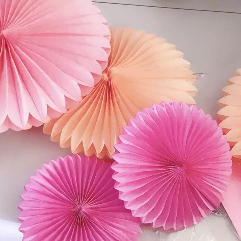 slippers faux Burgundy and yellow tissue paper fans
