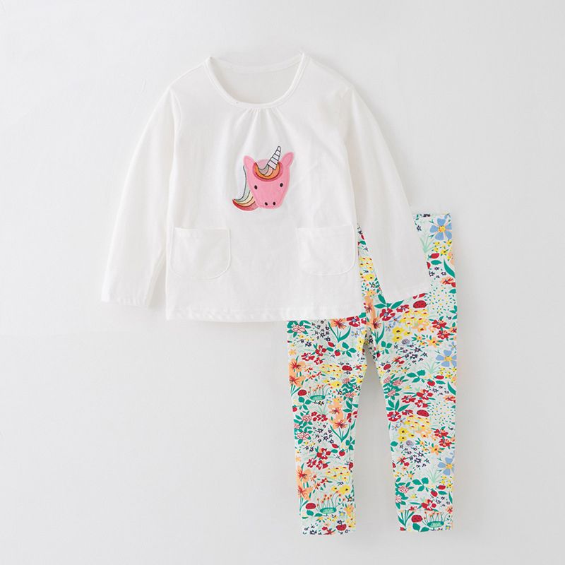 Compra Ins De Los Bebés De Los Pijamas De La Manga Larga De La Niña Arropa  Sistemas Floral Pantalones Largos Y Cuello Redondo De Tapas De 2 Piezas  Chica Linda Pijama Establece