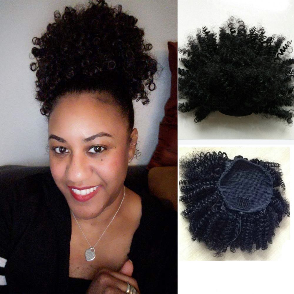 120g Ponytail High Hair Puff Clip In Chignon Bun Hairpiece Afro Kinky