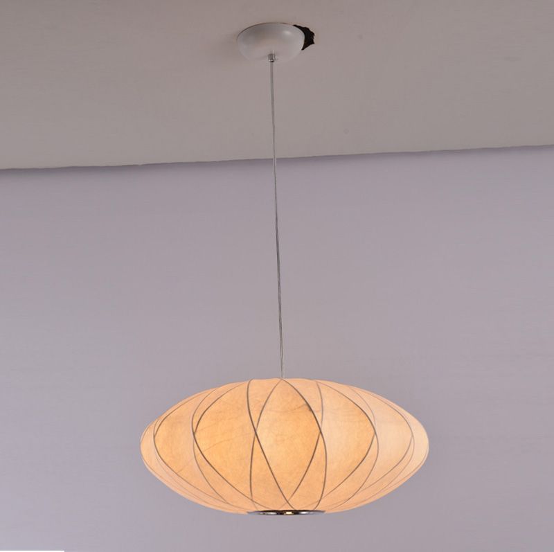 white fabric pendant light