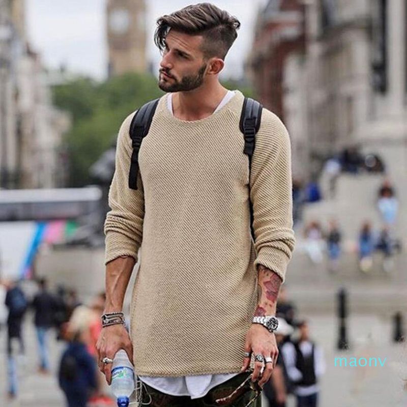 Sweatwater Mens Long Sleeve Casual Pullover O-Neck Knit Jumper Sweaters 