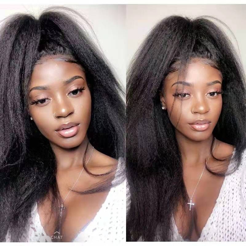 Isabelle Human Hair Ponytail Kinky Yaki Hairpieces 1b Hair Natural