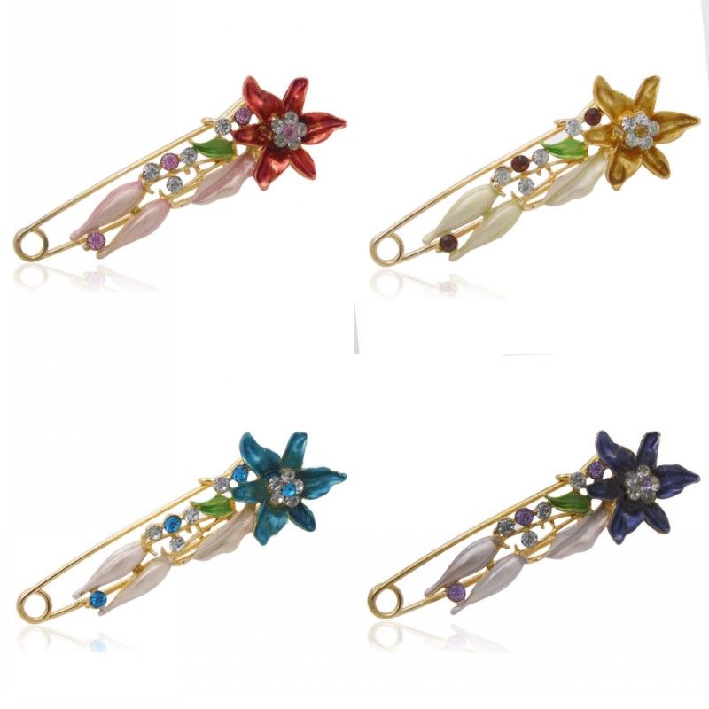 2019 Cute Rhinestone Enamel Flower Brooches For Women Decorative