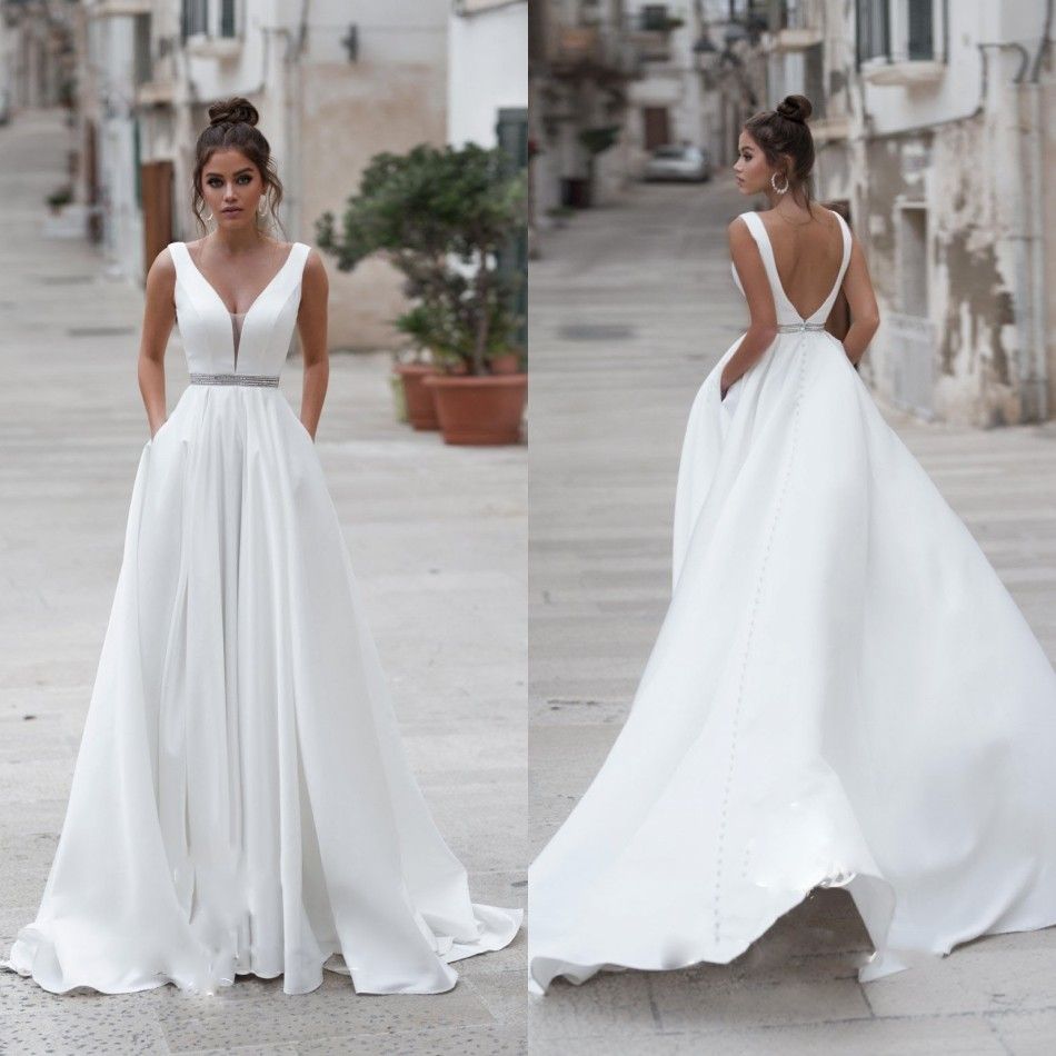 Elegant Simple Satin Wedding Dresses 