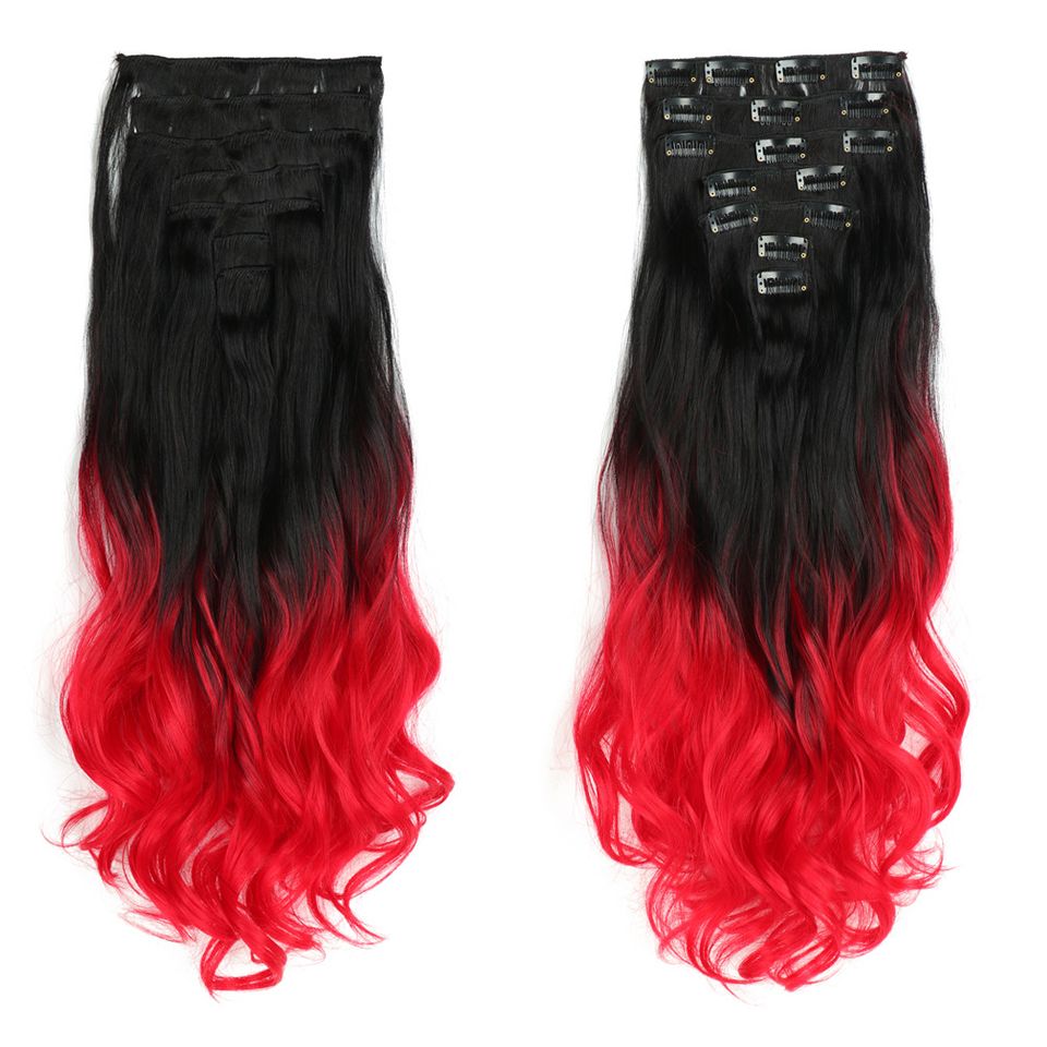 2019 Ombre Clip In Hair Extensions 22 Inch Long Curly Hair Full