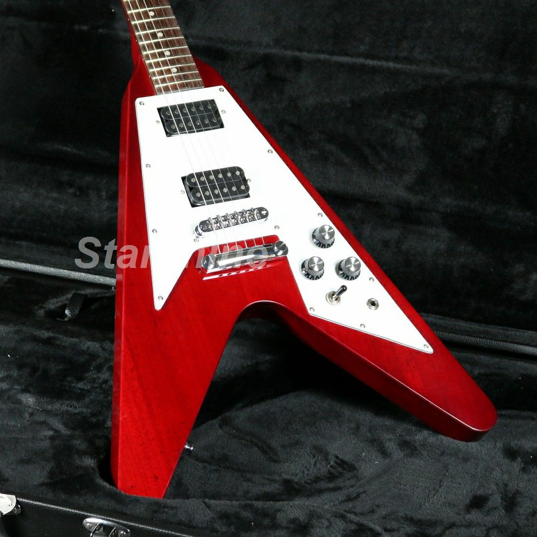 Compra JERW6004 Guitarra Eléctrica Fly V De Alta Calidad Trans Rojo Blanco  Pickguard Chrome Hardware Barato | Entrega Rápida Y Calidad | Es.Dhgate