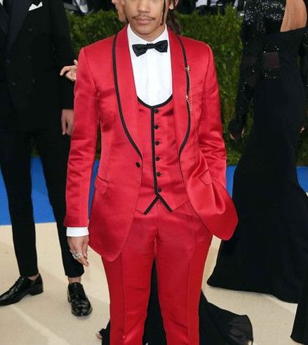 satin red suit