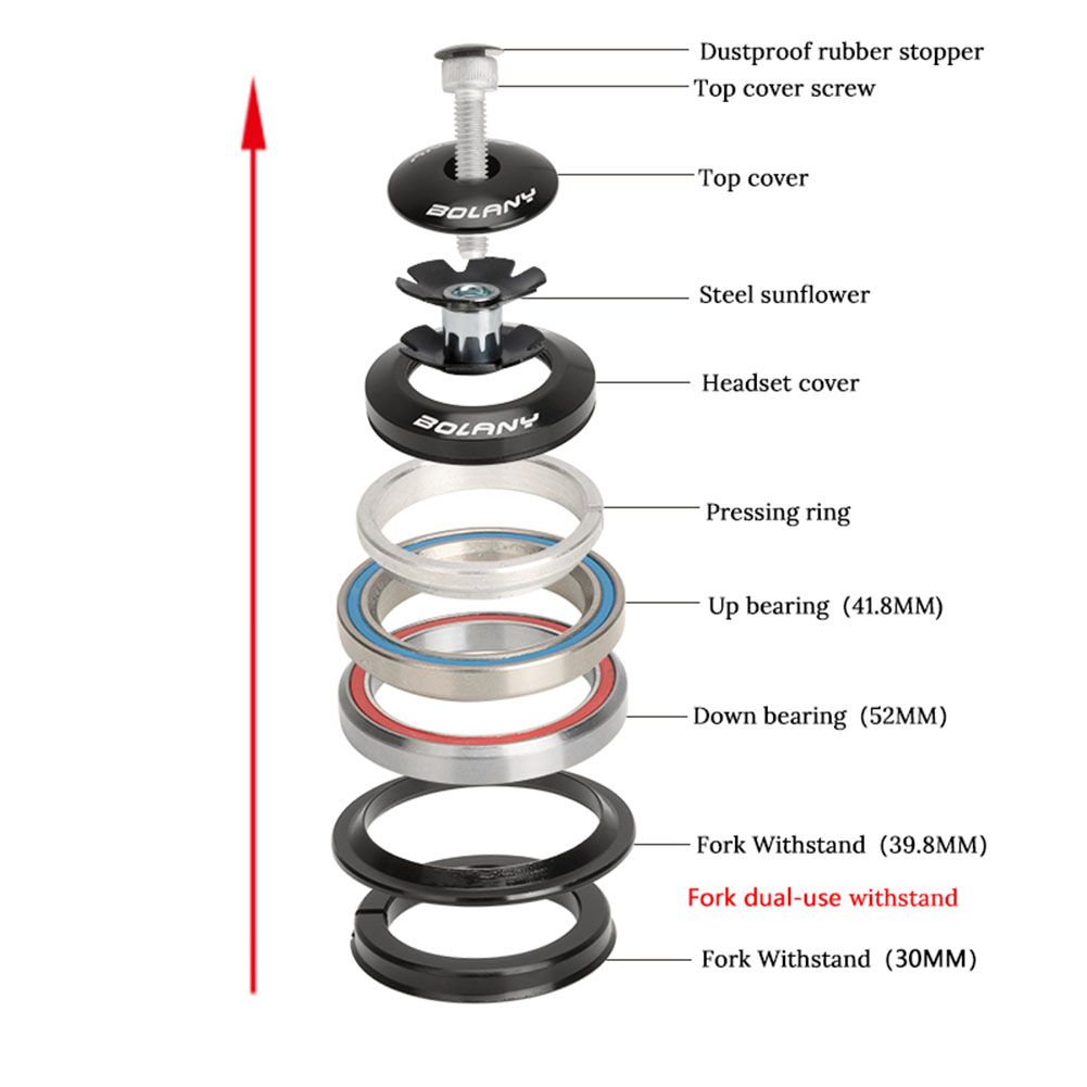 42 52mm Bike Front Fork Headset Tapered Tube To Straight Tube Headsets Bearing