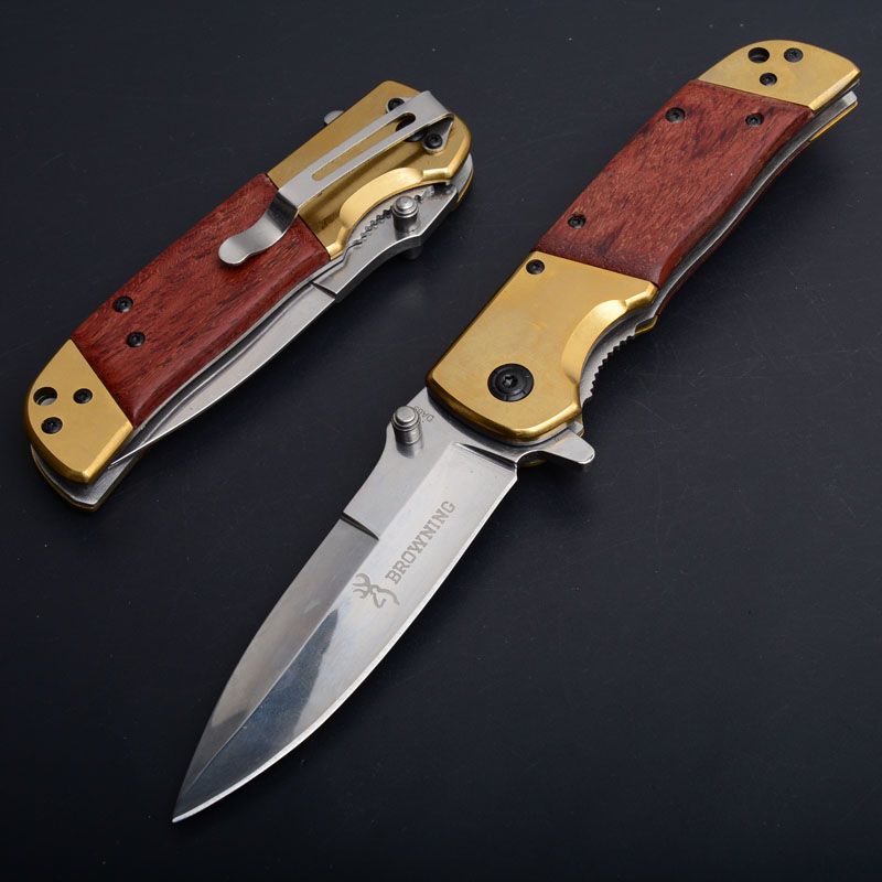 Browning DA69 Folding Knife Camping Tool 5Cr13Mov Steel Wood+Steel