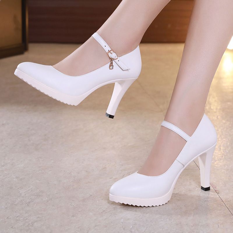 silver wedding block heels