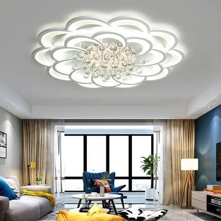 NINEZ 85W LED Lámpara de techo Forma de flor creativa Luz de techo Pantalla de aluminio acrílico moderna y elegante Regulable 3000~6000K H11cm blanca mate Luz de techo Dormitorio L59cm 