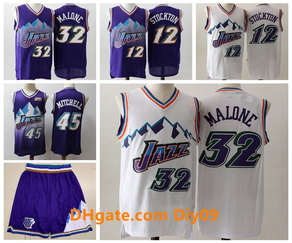 2021 Throwback Utah Jazz Jersey Donovan Mitchell 45 Vintage 32 Karl Malone 12 John Stockton Mike Conley Rudy Gobert Basketball Jerseys 01 From Burial 52 85 Dhgate Com