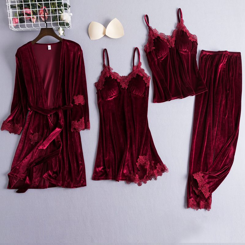 maroon nighty gown set