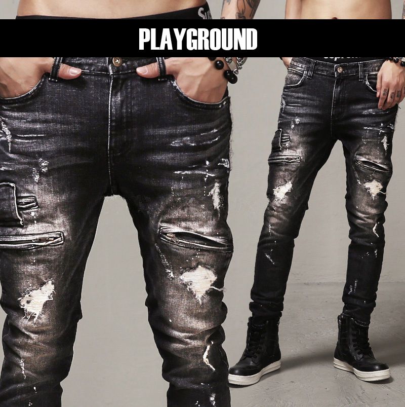 Compra Jeans Masculinos Para Hombre Skinny Paris Pista Engustada Slim  Elastic Denim Biker Ripped Hip Hop Pantalones Ácido Lavado A Los Hombres  Negros Barato | Entrega Rápida Y Calidad | Es.Dhgate