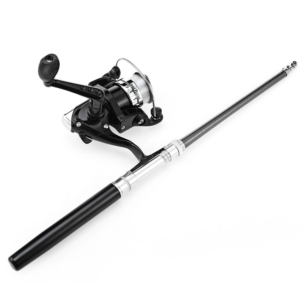 Stylo Canne à Pêche Téléscopique Ligne de Pêche Poisson Bobine Baitcasting
