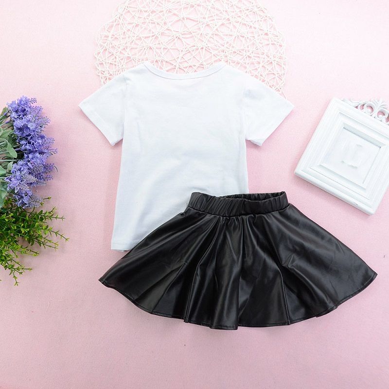 Acquista Gonna Estiva Bambini In Stile Europeo E Americano Bambini Set T  Shirt Bianca + Gonna In Pelle Nera Bambina A 17,15 € Dal Mysterypchome |  It.DHgate.Com