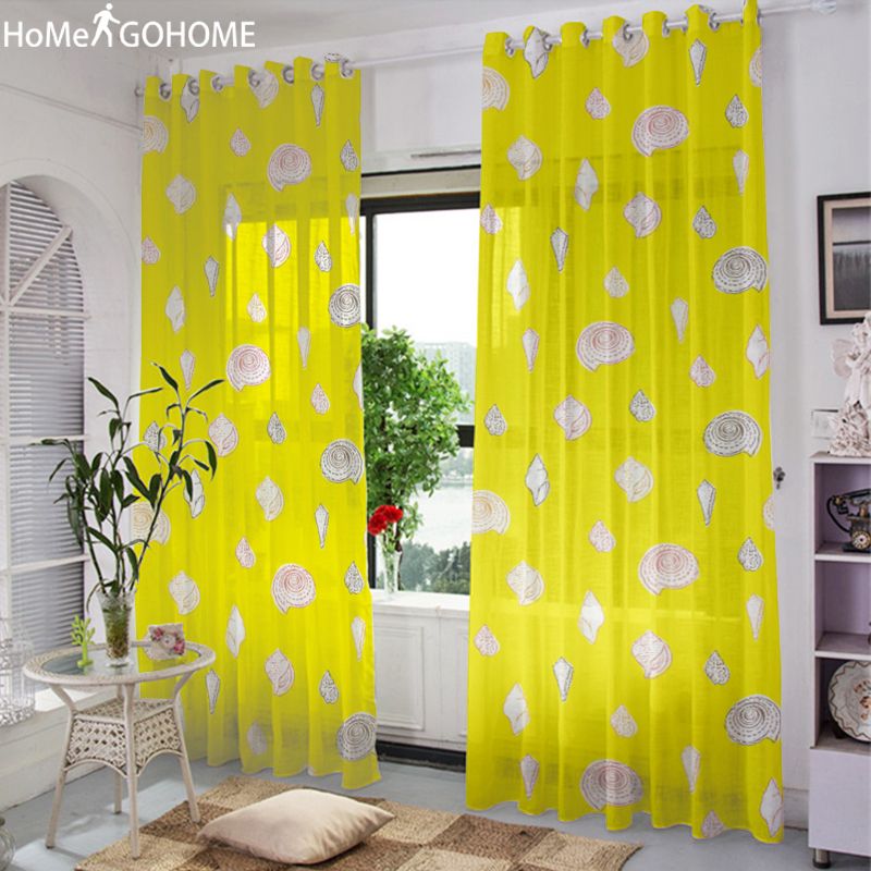 2019 Conch Print 3d Tulle Curtains For Bedroom Modern Luxury Tulle Curtains For Living Room Yellow Window Voile Sheer Art From Carmlin 37 99