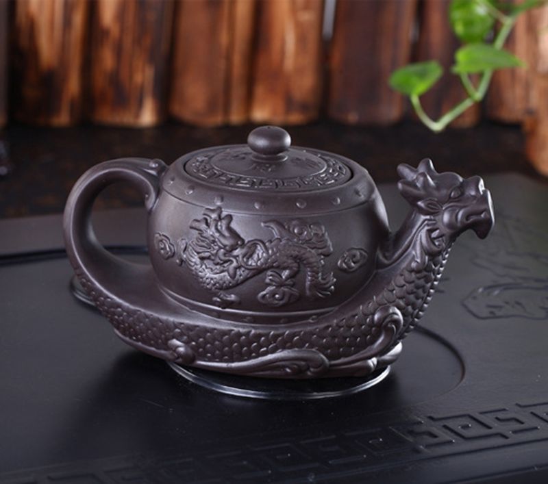 Chinese tea pot yixing zisha purple clay tea pot small kungfu pot three tea cups