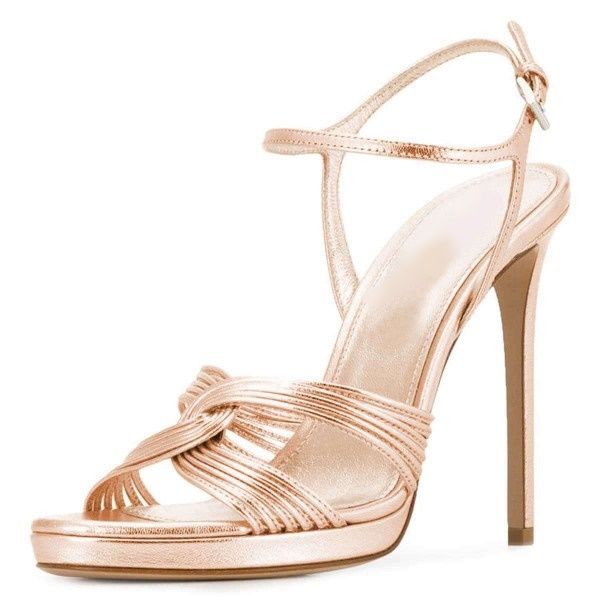 rose gold stiletto sandals