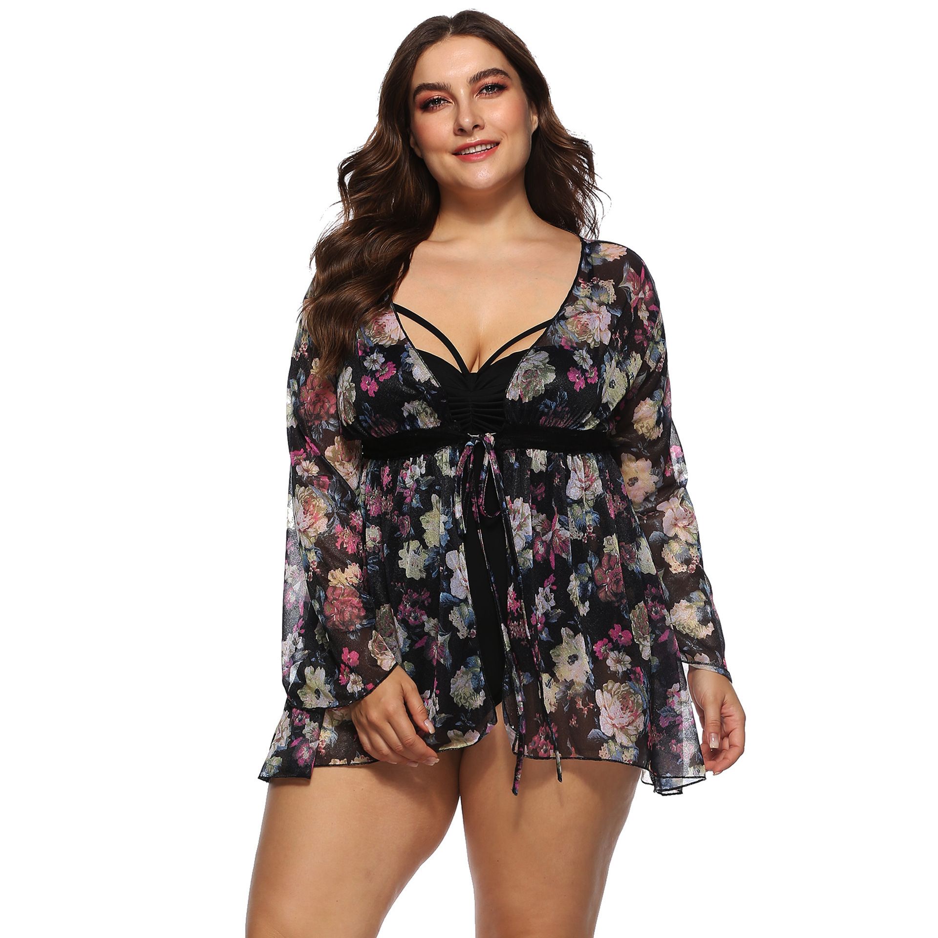 long sleeve beach cover up plus size