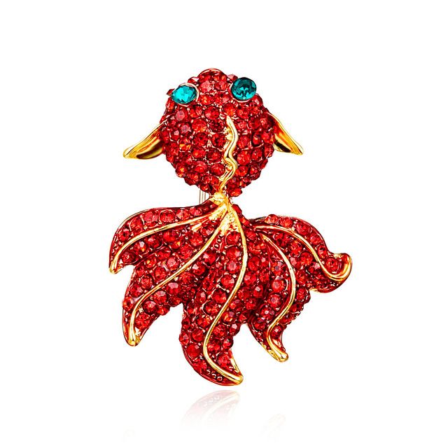 Rhinestone Goldfish Brooch Pin Jewelry Vintage Banquet Big Brooches For
