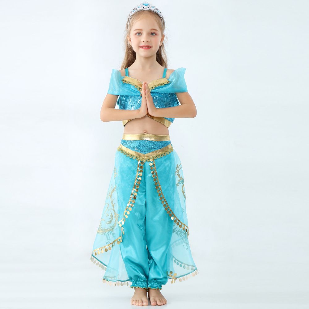 Kids Aladdin Lamp Jasmine Princess outfits children Cosplay Costume cartoon  Kids Makeup party Clothing Girl designer clothes GGA2164