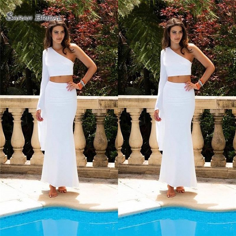 two piece one shoulder dress