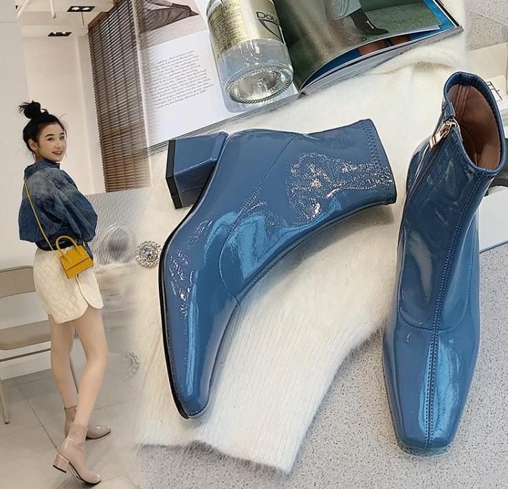 blue patent leather boots