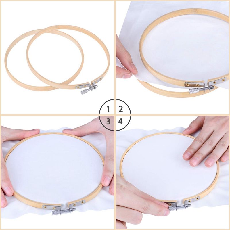 3 Pieces Embroidery Hoops Wooden Round Adjustable Bamboo Circle