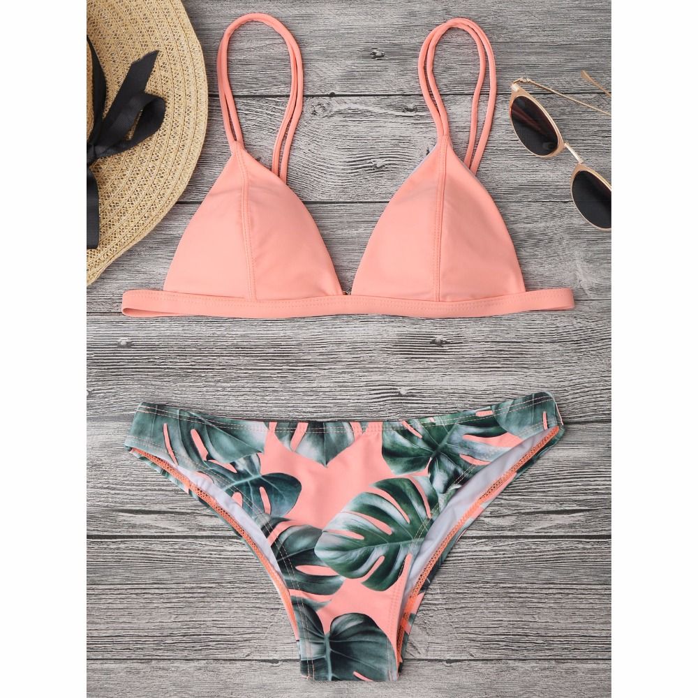 pink palm leaf bathing suit