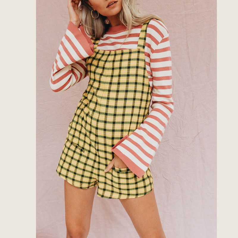 plaid playsuit