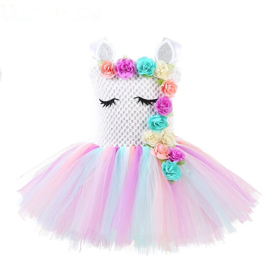 Rainbow Girls Unicorn Tutu Dress Fancy Costume For Kids Party dress UK