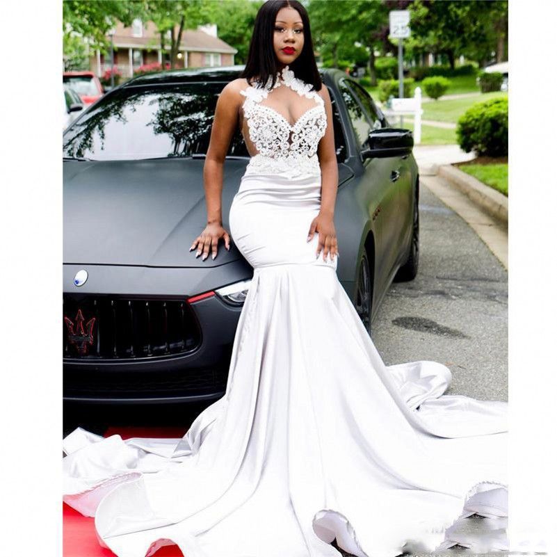 Lace Halter Prom Dress