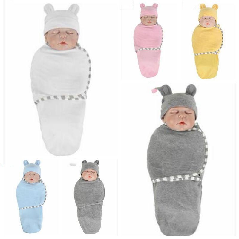 Newborn Baby Infant Cocoon Sack Swaddle Sleeping Bag Blanket Cap Hat Wrap Props