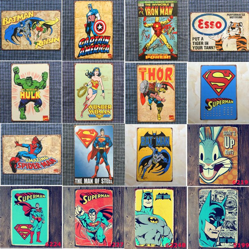 2019 23 Styles Marvel Film Super Heroes Vintage Home Decor Tin