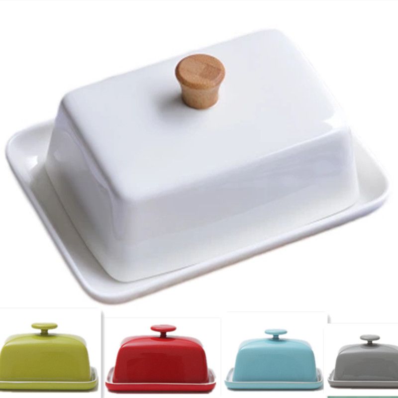 Color : A Beurrier Céramique Boîte carrée Beurre de style européen simple blanc pur avec couvercle beurre Pâte Assaisonnement vaisselle vaisselle table de cuisine Fournitures Boîte A Beurre