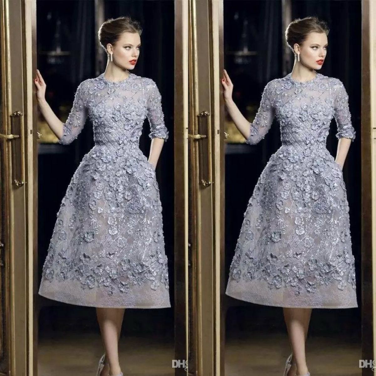 Großhandel Elie Saab Abendkleider Elegante SpitzeApplique A Line Abendkleider 10/10 Langarm Tee Längen Reizvolle Formale Partei Berühmtheit Kleid Großhandel Elie Saab Abendkleider Elegante SpitzeApplique A Line Abendkleider 10/10 Langarm Tee Längen Reizvolle Formale Partei Berühmtheit Kleid