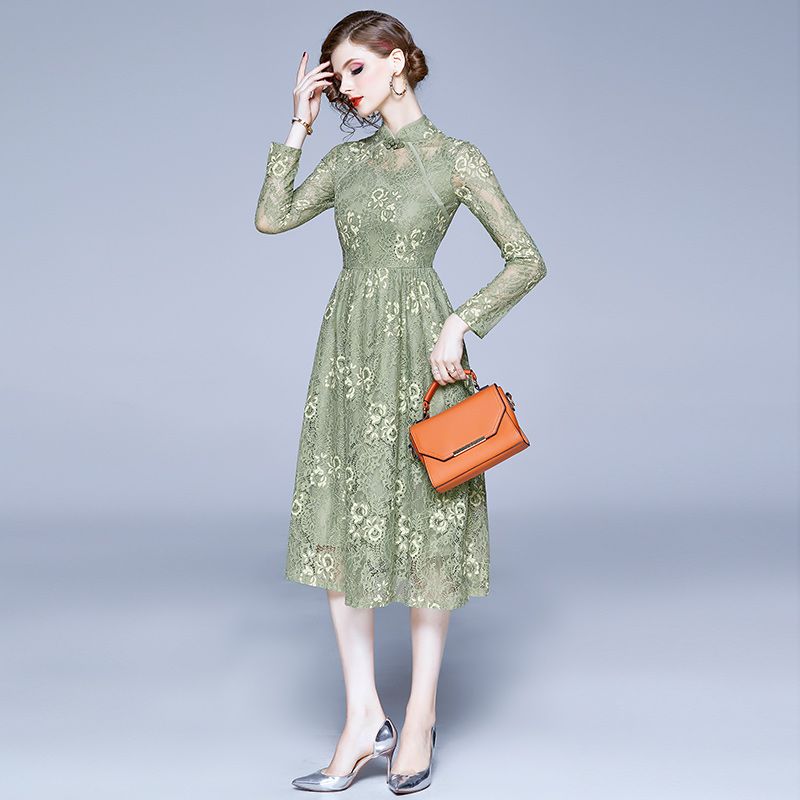 army green lace dress