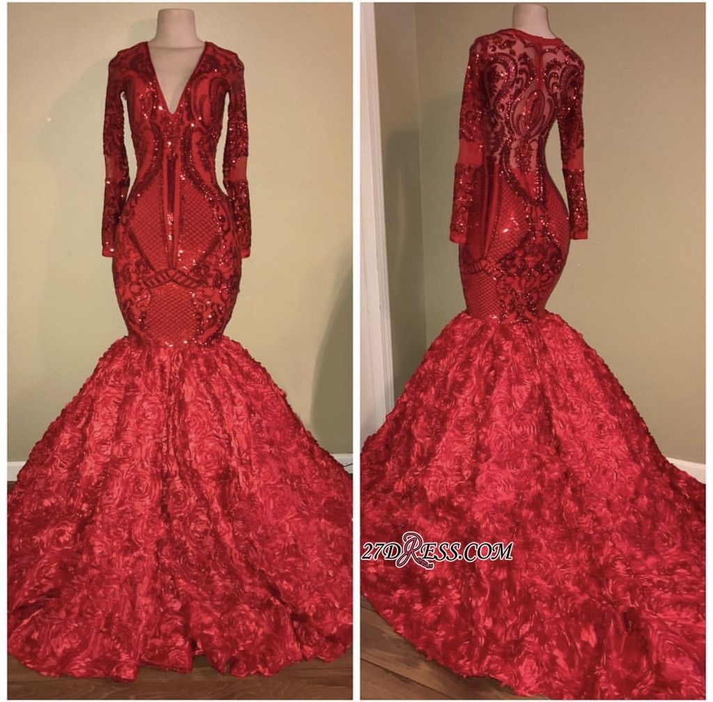 glamorous sequins long sleeve evening dress