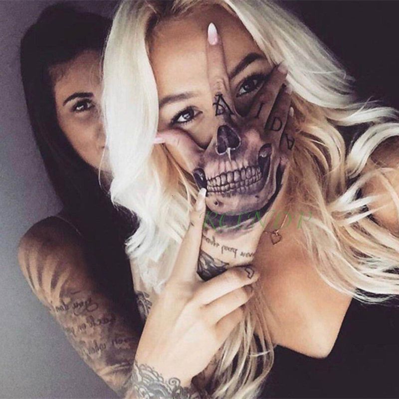 New Waterproof Temporary Tattoo Sticker Skull Head Fake Tatto Flash Tatoo Hand Foot Tatouage For Girl Men Women Femme From Mart05 4 07 Dhgate Com