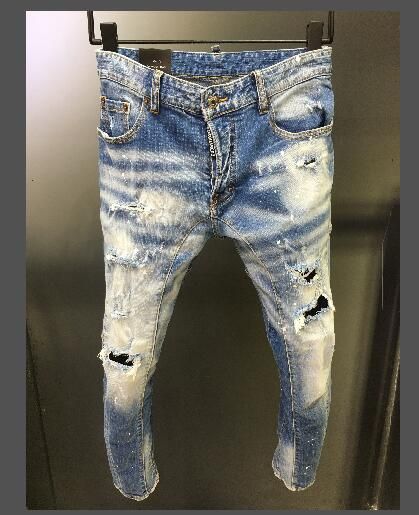 2019 pantalones vaqueros huecos nuevos vaqueros caballero de rock los hombres de los pantalones rasgados