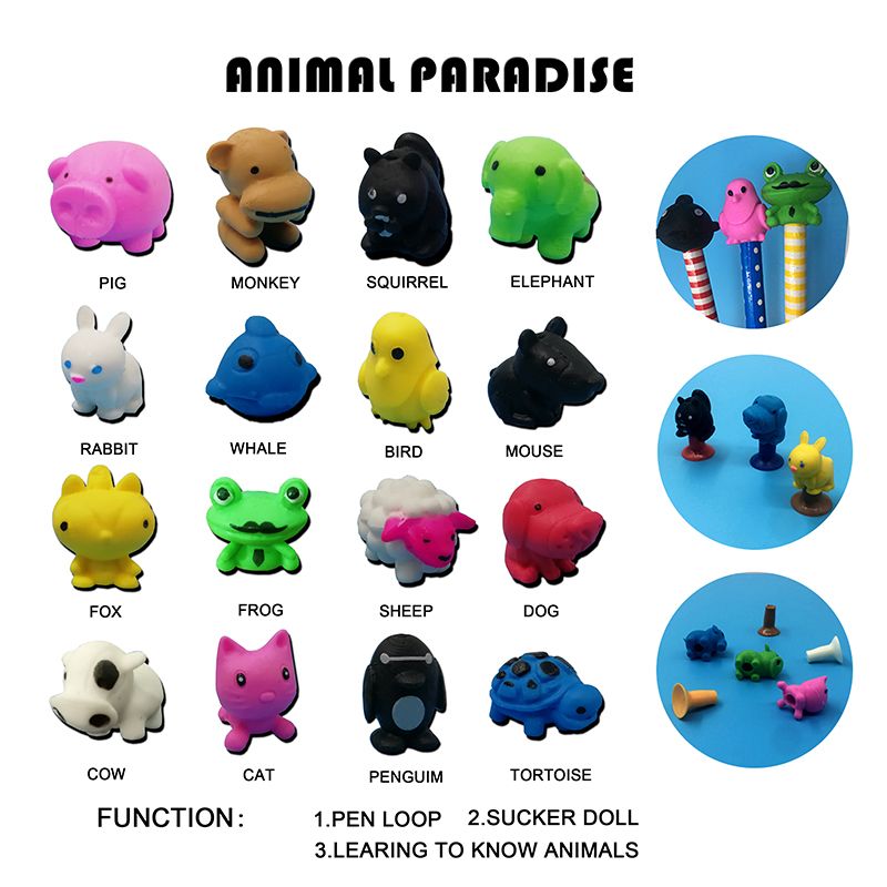 Cartoon Cute 16 Animals TPR Action Figure Model Pencil Topper Toy Penguins turtles Sucker Toys Gifts For Kids Cartoon Cute 16 Animals TPR Action Figure Model Pencil Topper Toy Penguins turtles Sucker Toys Gifts For Kids