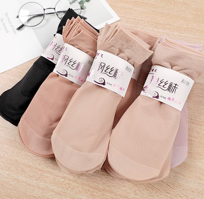 Señoras anti-gancho resistentes al desgaste medias cortas muy elástico terciopelo calcetines color