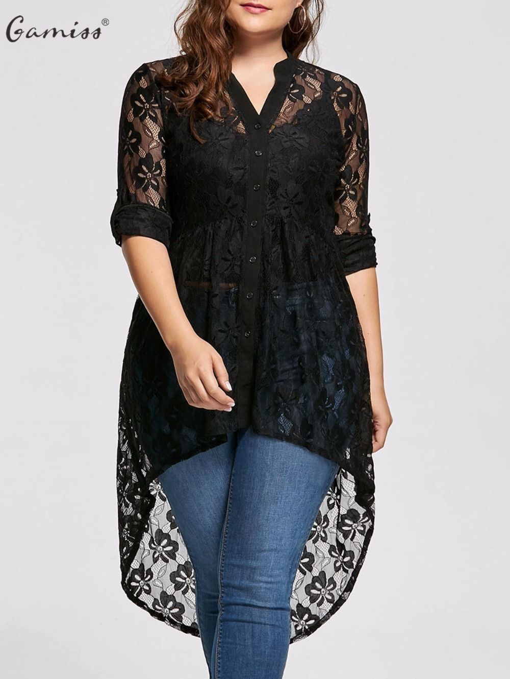 womens plus lace tops