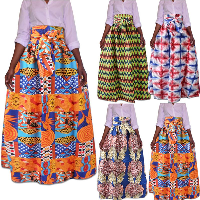 2021 Ethnic Clothing Women Dashiki Kanga Kente African Print Long Skirt ...
