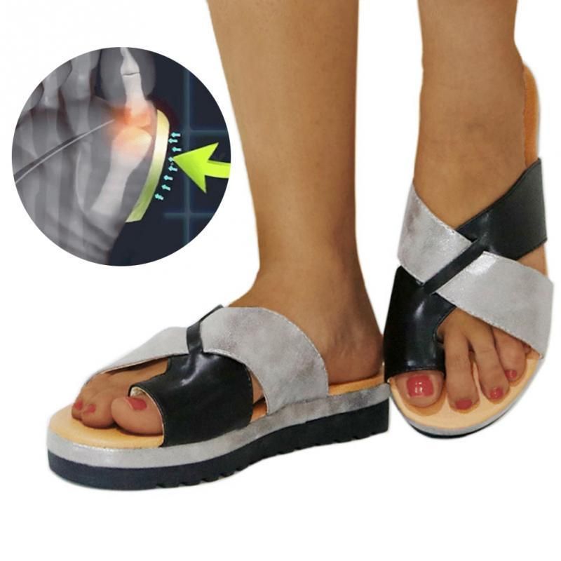 Melhor Qualidade De Venda Por Atacado Cor Mulheres Artificial Pu Sapatos  Chinelos Ortopédico Joanete Corrector Comfy Plataforma Cunha Senhoras  Casuais Dedo Do Pé Grande Correção Sandália Y190704 E Sandálias | DHgate.Com