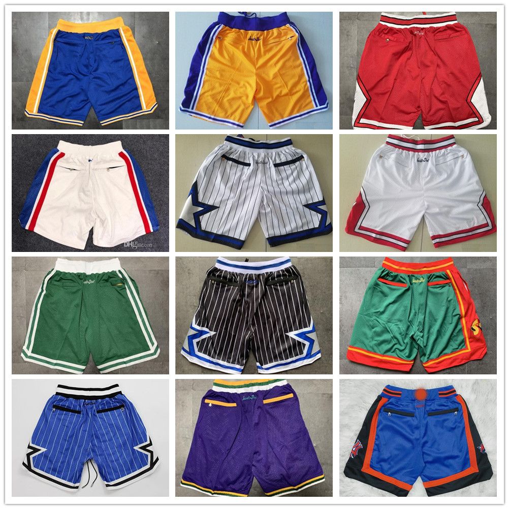 NBA_ Men Basketball Shorts JUST DON Pocket Retro Team Stitched JustDon Hip  Pop Pant With Pockets Zipper Sweatpants Breathable Fashion Man''nba''jersey  