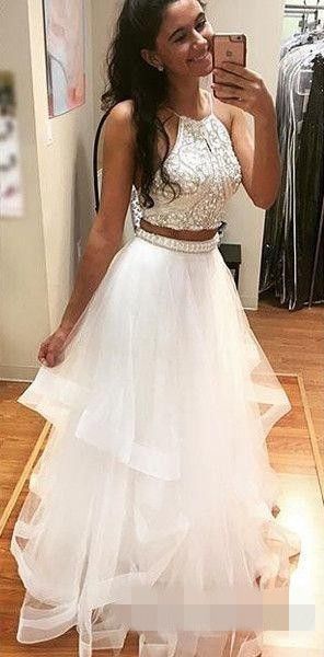 two piece white gown