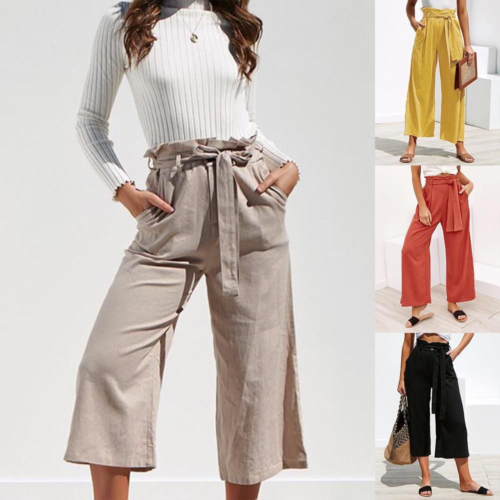 Compre Ropa De Moda Para Mujer Pantalones Sueltos Lino Algodon